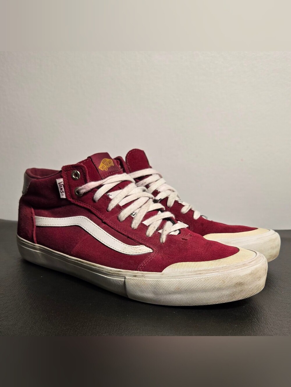 RARE VANS Ultracush Mid Maroon Suede Skateboard Sneakers Sz 12